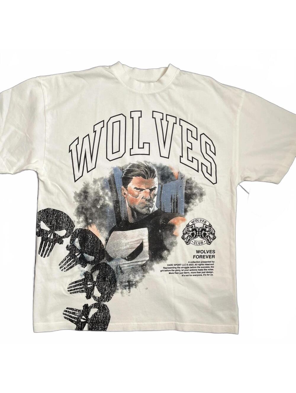 Darc Sport The Punisher Wolves Graphic T-Shirt White XL